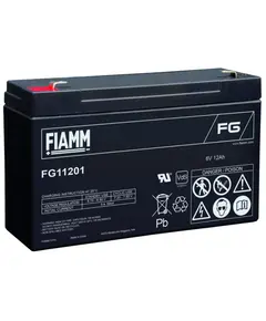FIAMM FG11201, FIAMM pr&eacute;mium akkumul&aacute;tor, 6V/12Ah, 1,8 kg, h: 151 sz: 50 m: 93mm