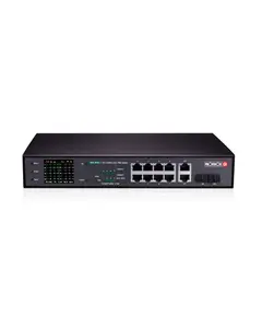 PROVISION-ISR 8 csatornás Giga PoE switch 2G combo Ethernet portokkal és LCD képernyővel. CCTV üzemmóddal rendelkezik a hatótávolság növeléséhez és a biztonság javításához