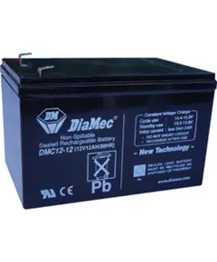 DIAMEC AGM (VRLA/SLA) gondoz&aacute;smentes z&aacute;rt akkumul&aacute;tor biztons&aacute;gtechnikai rendszerekhez &eacute;s elektromos j&aacute;t&eacute;kokhoz, ciklikus haszn&aacute;latra, 12 V, 12,0 Ah, 151 x 99 x 95 mm, 3,78 kg