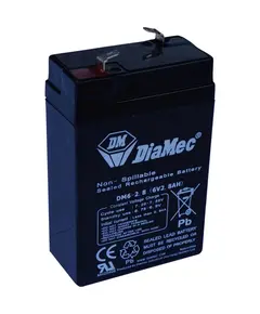 DIAMEC AGM (VRLA/SLA) gondoz&aacute;smentes z&aacute;rt akkumul&aacute;tor biztons&aacute;gtechnikai rendszerekhez &eacute;s elektromos j&aacute;t&eacute;kokhoz, ciklikus haszn&aacute;latra, 6 V, 2,8 Ah, 66,5 x 33,5 x 100 mm, 0,58 kg