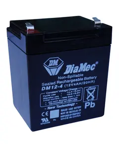 DIAMEC AGM (VRLA/SLA) gondoz&aacute;smentes z&aacute;rt akkumul&aacute;tor biztons&aacute;gtechnikai rendszerekhez &eacute;s elektromos j&aacute;t&eacute;kokhoz, ciklikus haszn&aacute;latra, 12 V, 4 Ah, 89,5 x 70 x 100,5 mm, 1,35 kg