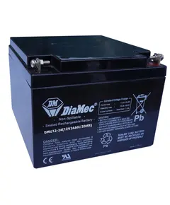 DIAMEC AGM (VRLA/SLA) gondoz&aacute;smentes z&aacute;rt akkumul&aacute;tor biztons&aacute;gtechnikai rendszerekhez &eacute;s elektromos j&aacute;t&eacute;kokhoz, ciklikus haszn&aacute;latra, 12 V, 24 Ah, 175 x 166 x 126 mm, 7,9 kg