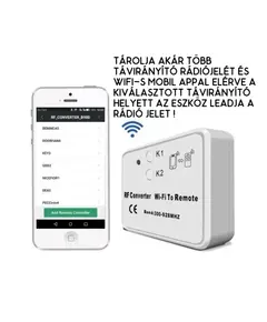 TIGERMAT Rádió Konverter - Univerzális, 2 csatornás 240MHz~930MHz vevő és adó, WIFI-s, Tuya alkalmazással vezérelhető