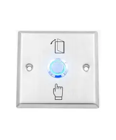 HONNOR SECURITY Nyom&oacute;gomb, s&uuml;llyesztett szerel&eacute;sű, rozsdamentes, kiengedőgomb LED h&aacute;tt&eacute;rvil&aacute;g&iacute;t&aacute;s 86x86