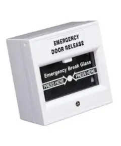 HONNOR SECURITY V&eacute;szhelyzeti ajt&oacute;nyit&oacute; gomb, bet&ouml;rhető &uuml;veg, tűz&aacute;ll&oacute;, NO\NC\COM kimenet, feh&eacute;r sz&iacute;nű