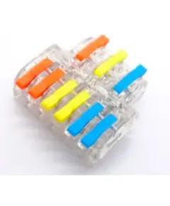 SOLLEYSEC elektromos gyorscsatlakoz&oacute; kapocs WAGO csal&aacute;d term&eacute;keire hasonl&iacute;t, 3+6 9 tű, 3 eres vezet&eacute;ket kett&eacute; oszt, n&eacute;vleges fesz&uuml;lts&eacute;g: 250V, n&eacute;vleges &aacute;ram: 32A, vezet&eacute;kek &aacute;tm&eacute;rő: 0,08-4,0 mm, rug&oacute;: rozsdamentes ac&eacute;l, csatlakoz&oacute;: r&eacute;z