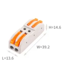 WAGO rendszerű gyorscsatlakozó évleges feszültség (V): 600, Névleges áram (A): 32, Vezetékek terjedelme (mm): 28-12AWG, Pólusok száma (p): 4, Érintkező anyag: réz