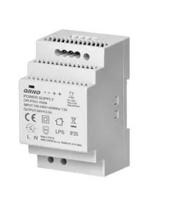 ORNO OR-PSU-1648 DIN s&iacute;nre szerelhető t&aacute;pegys&eacute;g 24VDC, 2.5A, 60W, 3 modul sz&eacute;less&eacute;g