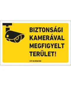 HONNOR SECURITY Biztons&aacute;gi kamer&aacute;val megfigyelt ter&uuml;let! matrica (bel&uuml;lről ragaszthat&oacute;) 250x160 mm