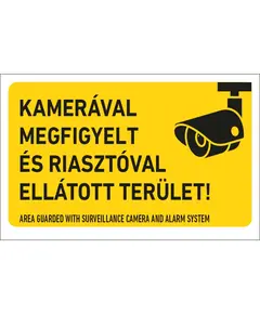 HONNOR SECURITY Kamer&aacute;val megfigyelt &eacute;s riaszt&oacute;val ell&aacute;tott ter&uuml;let! matrica (bel&uuml;lről ragaszthat&oacute;) 250x160 mm