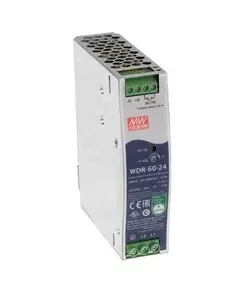 PULSAR WDR-60-24 DIN s&iacute;nre szerelhető t&aacute;pegys&eacute;g, 24V DC, 2.5A, 60W, sz&eacute;les bemeneti tartom&aacute;ny