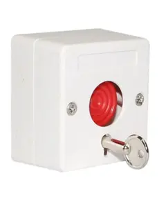 HONNOR SECURITY HS-68 V&eacute;szgomb, p&aacute;nikgomb 12V 24V ABS műanyag kulcsos vissza&aacute;ll&iacute;t&aacute;s&uacute; vezet&eacute;kes v&eacute;szriaszt&oacute; gomb biztons&aacute;gi rendszerhez