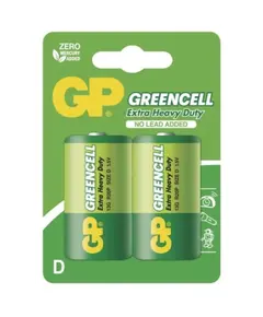 GP 13G-C2 GREENCELL G&oacute;li&aacute;t Elem, 1,5 V cink-klorid (R20, D), kifoly&aacute;sv&eacute;dett, 2-es bliszter (R20 GP13G-C2) m&eacute;rete: 34.2x61.5mm,