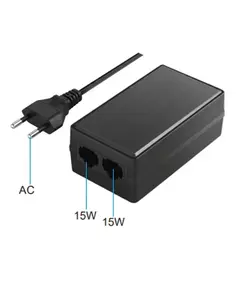 GENATA GNT-53003 Gigabites PoE injektor 30W 48V IEEE 802.3af/at IP40 f&eacute;mh&aacute;zas fekete