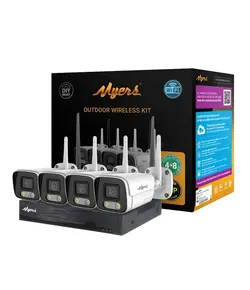 MYERS Myers 8CH WiFi KIT 3MP - 8 csatornás WiFi NVR biztonsági szett, 1 db WiFi NVR (8 csatorna, 5 MP@12fps, 1x HDMI, 1x SATA, max. 14 TB HDD támogatás) 4 db WiFi IP kamera (3 MP, 1/2.7” CMOS, f=3.6 mm, fémházas, IP67, IR 25 m, 24/7 színes kép
