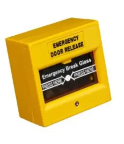 HONNOR SECURITY Vészhelyzeti ajtónyitó gomb, betörhető üveg, tűzálló, NO\NC\COM kimenet, sárga színű