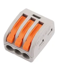 WAGO rendszerű gyorscsatlakozó Névleges feszültség (V): 450, Névleges áram (A): 32, Huzalátmérő (AWG/mm): 0.14(0.2)-4mm, Feszültség ellenállás (KV): 2.5, Szalaghossz (mm: 11, Pólusok száma (p): 3, Srapnel: Rozsdamentes acél Érintkezési anyag: Nikkel ón