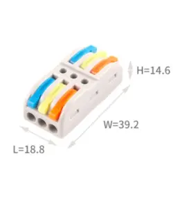 WAGO rendszerű gyorscsatlakozó Névleges feszültség (V): 600, Névleges áram (A): 32, Vezetékek terjedelme (mm): 28-12AWG, Pólusok száma (p): 6, Érintkező anyag: réz