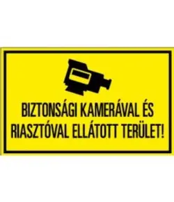 HONNOR SECURITY Kamerával megfigyelt és riasztóval ellátott terület! matrica 160x100 mm