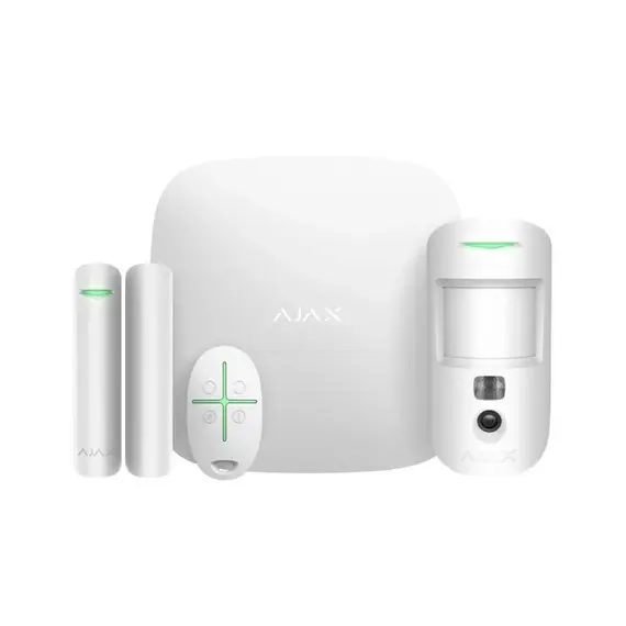 AJAX SYSTEMS Ajax StarterKit Cam White: 1 db AJAX HUB 2, 1 db MotionCam, 1 db DoorProtect, 1 db Spacecontrol, fehér