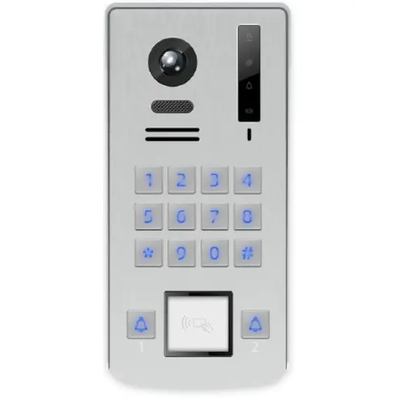 HONNOR SECURITY Video kaputelefon 2 hívógombos kültéri egység, vandálbiztos, nyomógombos kódzáras, kártyaolvasós, 110° 1080P CMOS kamerával, IP66