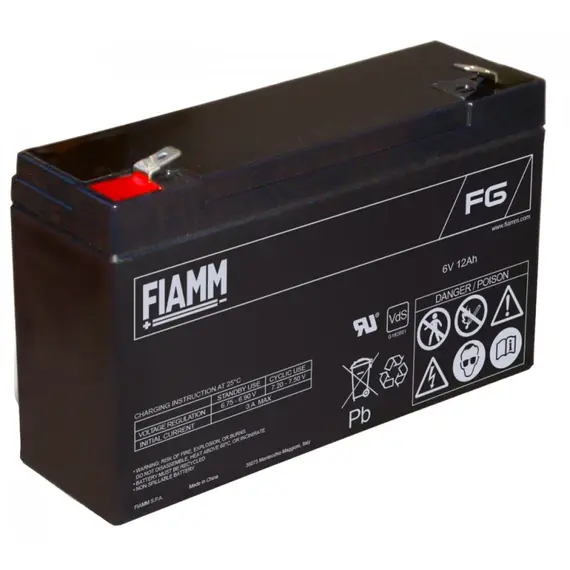 FIAMM FG11202, FIAMM prémium akkumulátor, 6V/12Ah, 1,8 kg, h: 151 sz: 50 m: 93mm