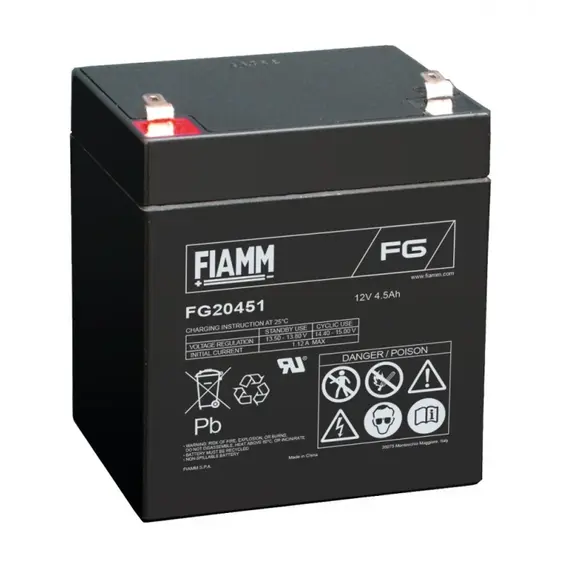 FIAMM FG20451, FIAMM prémium akkumulátor, 12V/4,5Ah, 1,5 kg, h: 90 sz: 70 m: 101mm