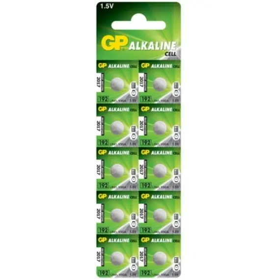 GP 1,5V Alkáli Gombelem (192A / AG3 / LR41 / L736) - Bliszteres Kiszerelés, 7.9x3.6mm, 24mAh