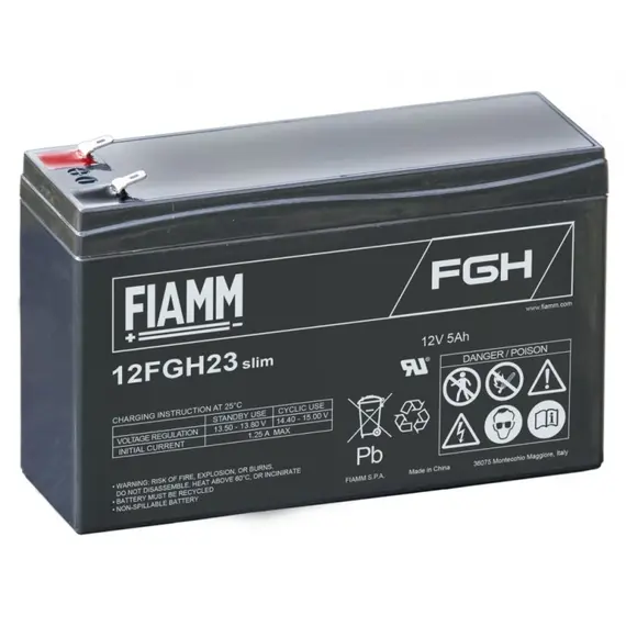FIAMM 12FGH23Slim, FIAMM prémium akkumulátor, 12V/5Ah, 2 kg, h: 151 sz: 51 m: 95mm