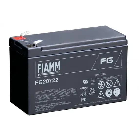 FIAMM FG20722, FIAMM prémium akkumulátor, 12V/7,2Ah, 2,4 kg, h: 151 sz: 65 m: 95mm