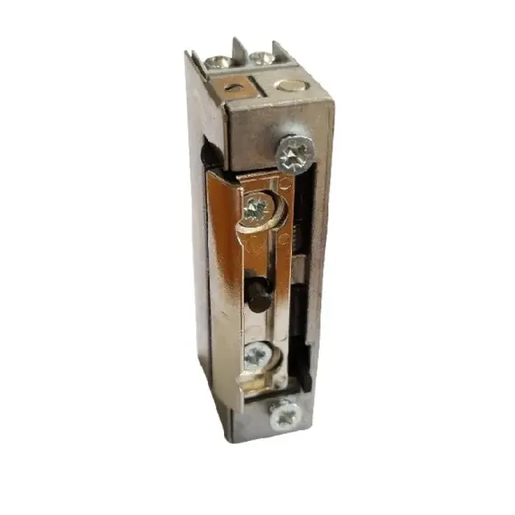 JIS Elektromos zár, ellenoldal, zárfogadó. Kiakasztható, külső tűs memóriás, keskeny, 12/24V AC/DC, 12V/0,6A - 24V/1,1A, átfordítható