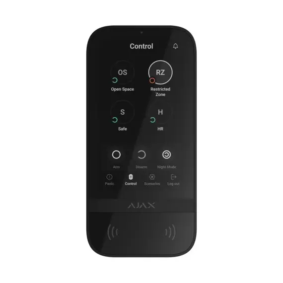 AJAX SYSTEMS Ajax KeyPad TouchScreen vezeték nélküli billentyűzet érintőképernyővel és érintés nélküli kezelés, fekete