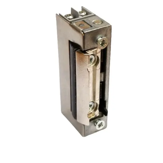 JIS Elektromos zár, ellenoldal, zárfogadó, radiálisan mozgó retesszel, kiakasztható, kisáramú, keskeny 12/24V AC/DC, 12V 100% üzem, normál, átfordítható,