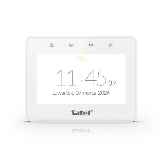SATEL 4.3" érintőképernyős kezelő, fehér, Mifare hitelesítés