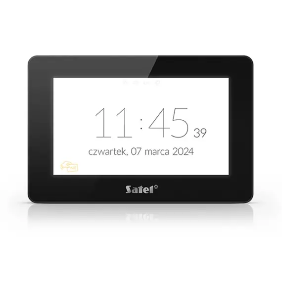 SATEL 7" érintőképernyős kezelő, fekete, Mifare hitelesítés