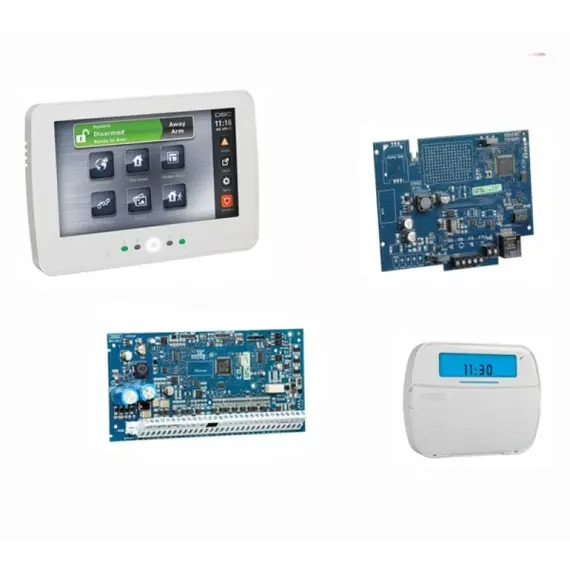 DSC NEO HS2128 panel: 8 zónás riasztó központ, bővíthető 128 zónáig (vezetékes/vezeték nélküli együtt),  HSM2HOST8 vagy HS2xxxRF8 billentyűzetbe épített v