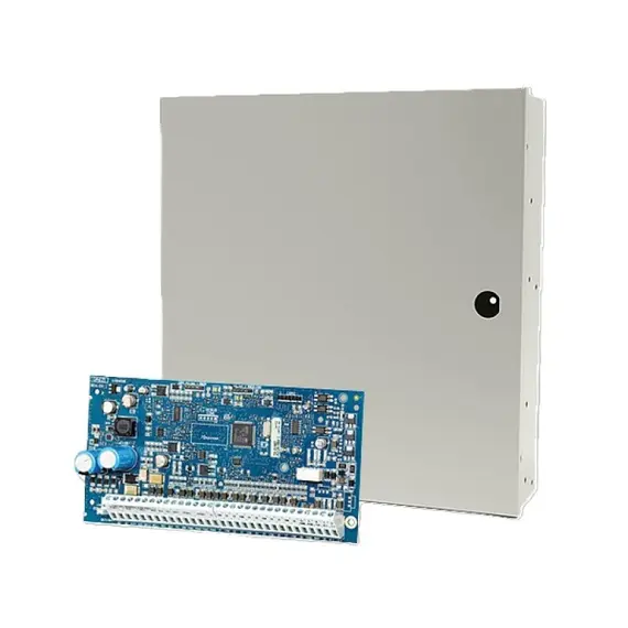 DSC NEO HS2064 panel: 8 zónás riasztó központ, bővíthető 64 zónáig (vezetékes/vezeték nélküli együtt),  HSM2HOST8 vagy HS2xxxRF8 billentyűzetbe épített ve