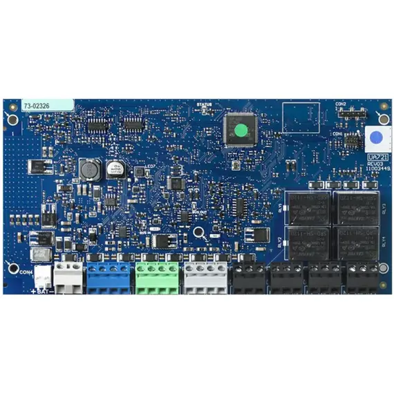 DSC Relés kimeneti modul, 4 relé kimenet, segédtápegység 2A/12VDC, akku töltés, külön tápellátást igényel, Corbus erősítő modul, csak panel, Grade3 minősí
