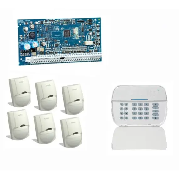 DSC NEO HS2032 panel: 8 zónás riasztó központ, bővíthető 32 zónáig (vezetékes/vezeték nélküli együtt),  HSM2HOST8 vagy HS2xxxRF8 billentyűzetbe épített ve