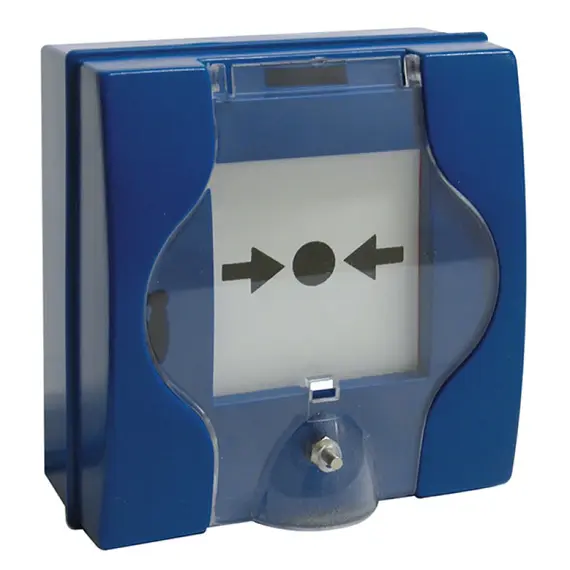 FDP plexi ablak kézi jelzésadó oltórendszer kikapcsolására, plombálható, újraélesíthető, sárga műanyag ház, plexi ablak