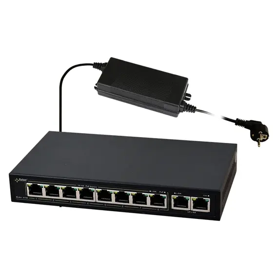 PULSAR  S108-90W 10-porttal rendelkező switch 8 darab IP kamerához