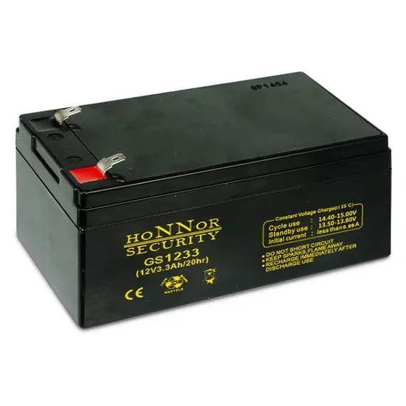 HONNOR SECURITY AGM akkumulátor, 12V / 3,3Ah, zárt, gondozásmentes