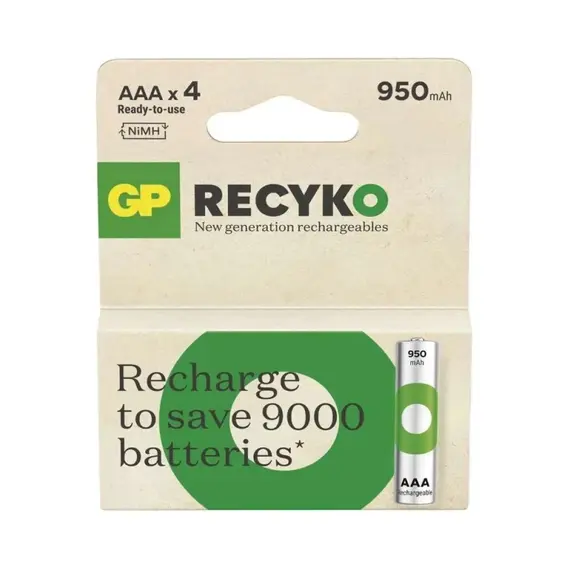 GP AAA 950mAh GP100AAAHCE-PP4 Recyko mikro akku Ni-Mh