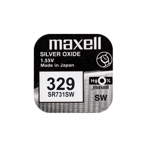 Maxell gombelem, 329, 1,55V / 36mAh, ezüst-oxid