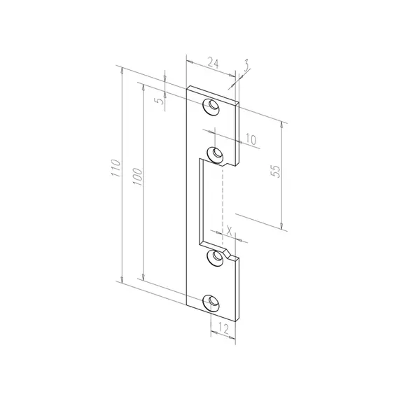 EFFEFF Effeff univerzális szerelésű rövid előlap, fémszínű, szálcsiszolt
