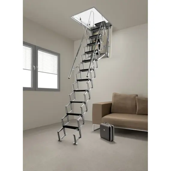 FANTOZZI ACI ALLUMINIO elektronikus nyitású hőszigetelt tetőfeljáró ELEGANT kivitel, csapónyílás: 90x60 - 130x70, magasság: 270/300, ajtó vastagság: 18/28