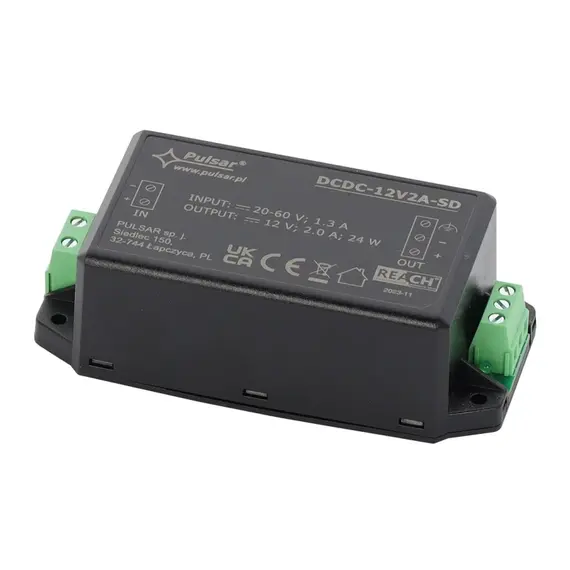 PULSAR DC/DC 2A feszültségcsökkentő DC/DC átalakító bemeneti feszültség: 18-36VDC stabil kimeneti feszültség 12VDC / 2A max 