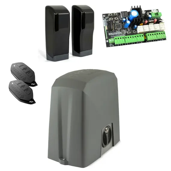 PROTECO Rack-vezérelt tolókapu nyitó motor, 400kg kapusúly, 420N tolóerő, 24V tápfeszültség, IP44 védelem, mechanikus végálláskapcsoló, Q20S vezérléssel