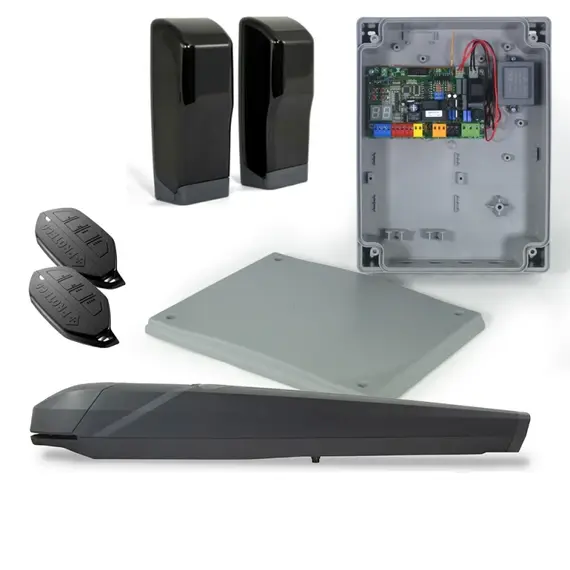 PROTECO KIT-RHINO-MONO egyszárnyas kapunyitó szett: egy szárny max 3,5m, 1db RHINO motor, 1 pár RF40 fotocella, 2db IKON távirányító, 1db Q80A vezérlés 