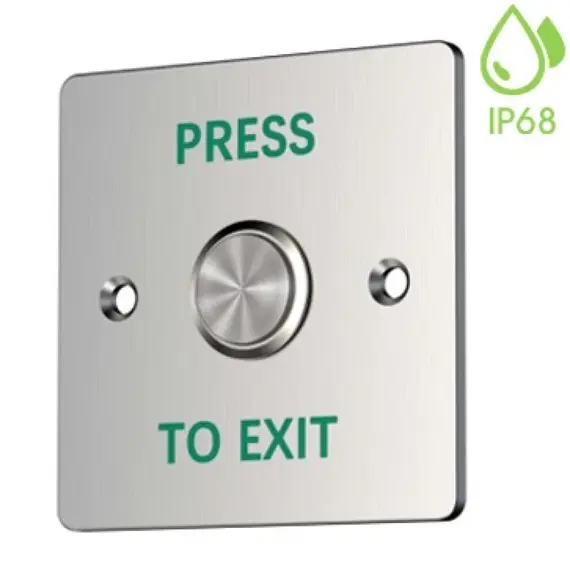 HONNOR SECURITY kilépő gomb, nyomógomb, IP66 kültéri vízálló rozsdamentes acél, süllyesztett szerelésű, 86x86mm